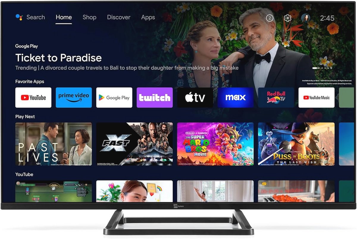 32 Inch Smart TV met Android TV, Google Cast en HDMI poorten