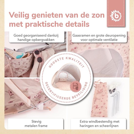 Pop-up strandtent met UV-bescherming 40+, ideale zonwering voor baby's van Merkloos — afbeelding 5