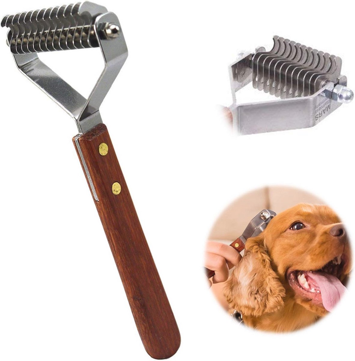 14-Blade Rake Hondenborstel en Kattenborstel - Onderwol Borstel voor Lang Haar