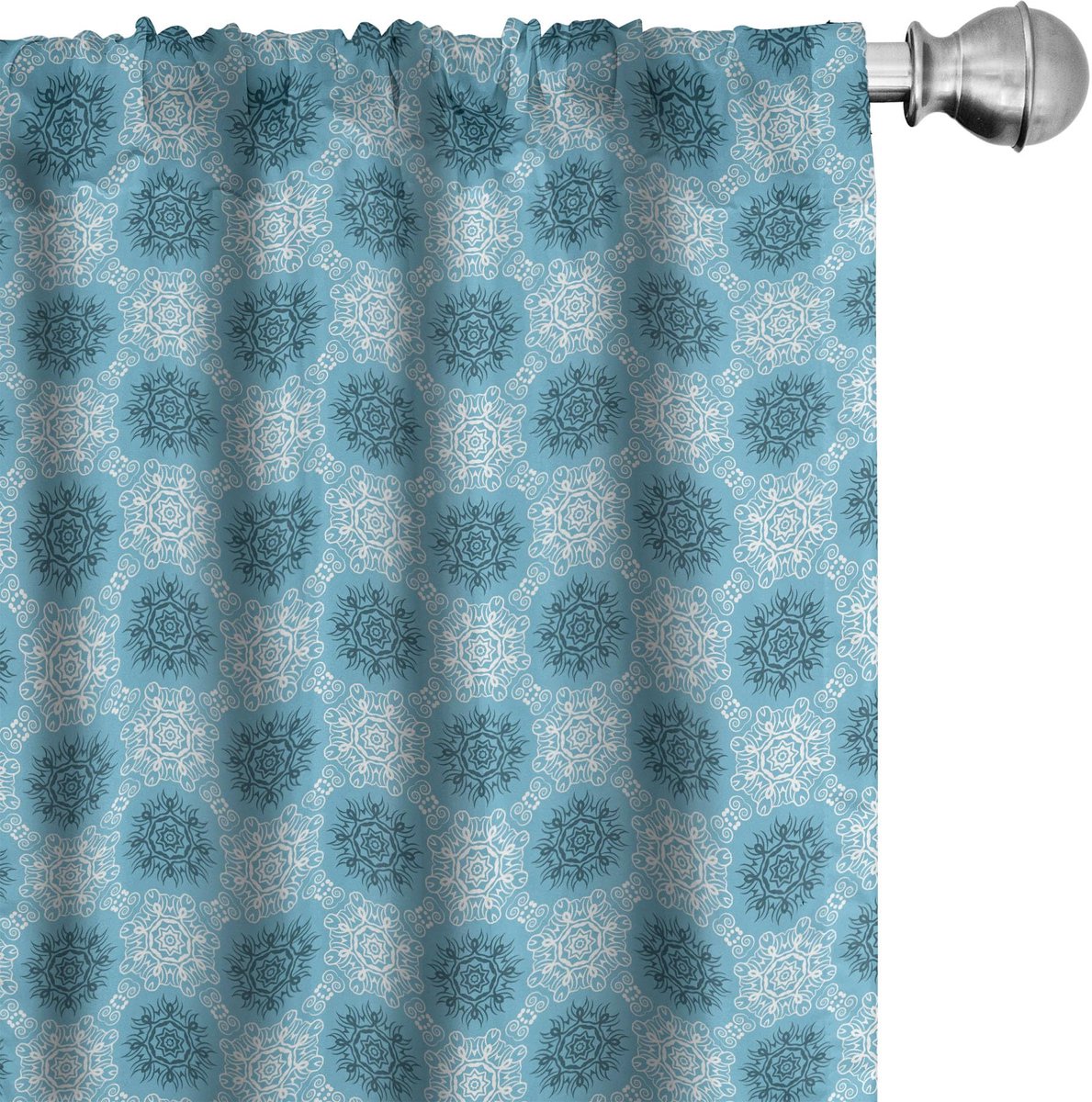 ABAKUHAUS Blauwe Mandala Gordijnen – 2-delig set 75x245 cm – Microvezel Donkerblauw