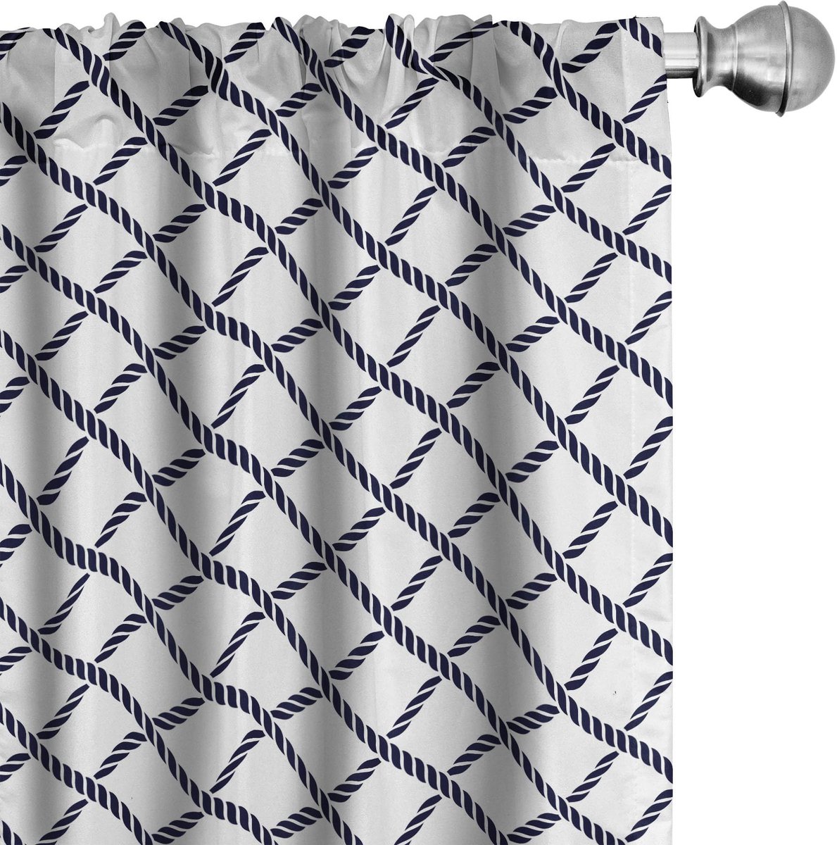 ABAKUHAUS Gordijnen – Mikrofaser – 2x75x175 – Donkerblauw/Wit Dunkelblauwitt