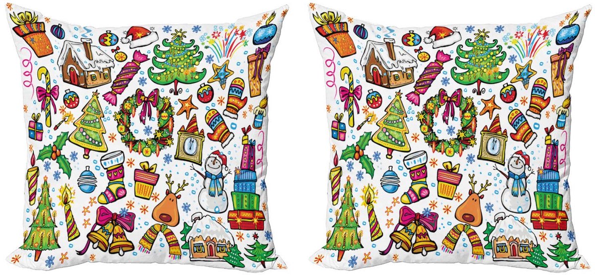ABAKUHAUS Kussenhoes Set – 2x 40x40 cm – Dubbelzijdig bedrukt – Mikrofaser Meerkleurig Groen