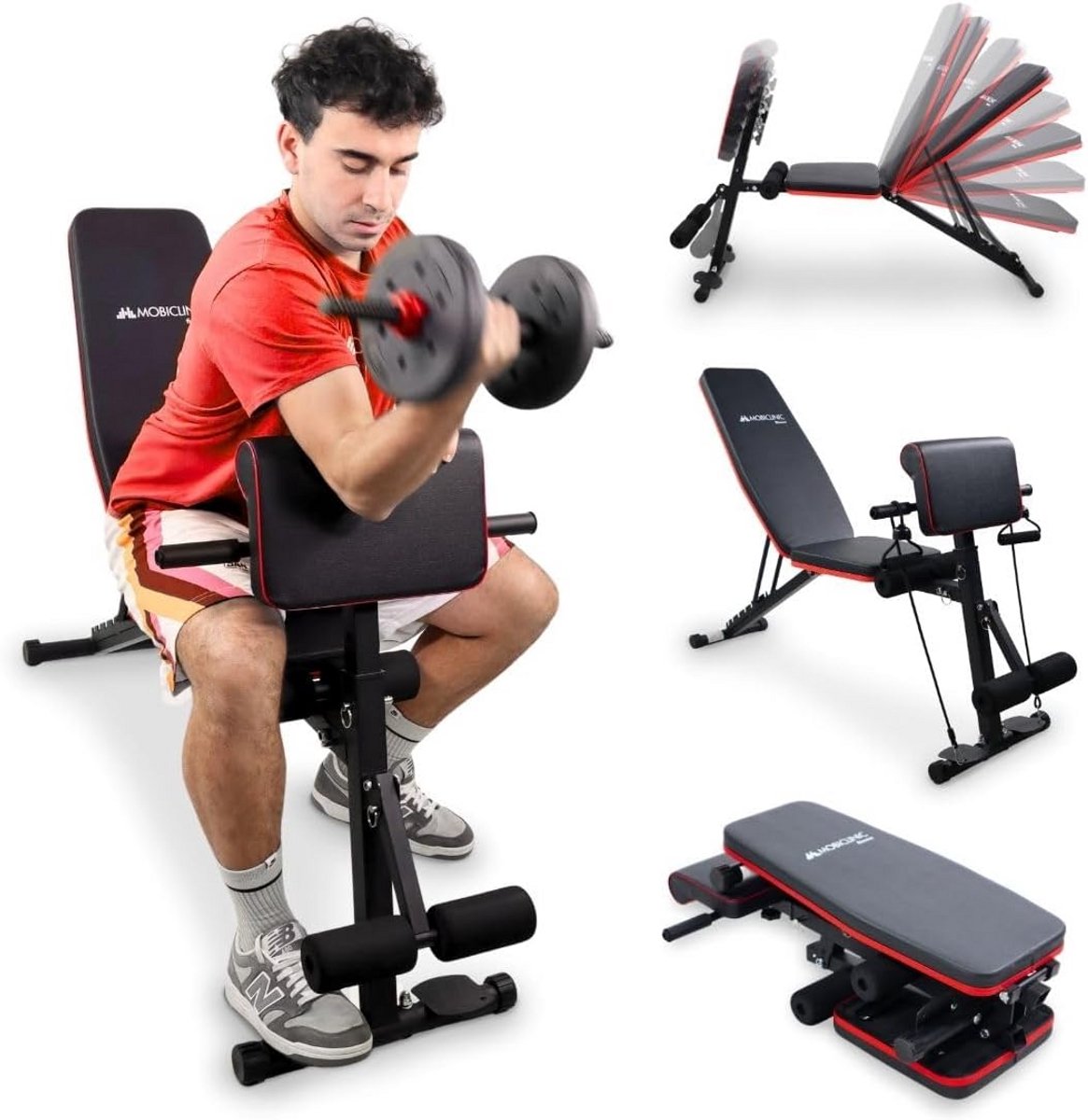 Verstelbare Gewichtsbank met Weerstandsbanden - Multifunctioneel en Opvouwbaar voor Thuis Fitness