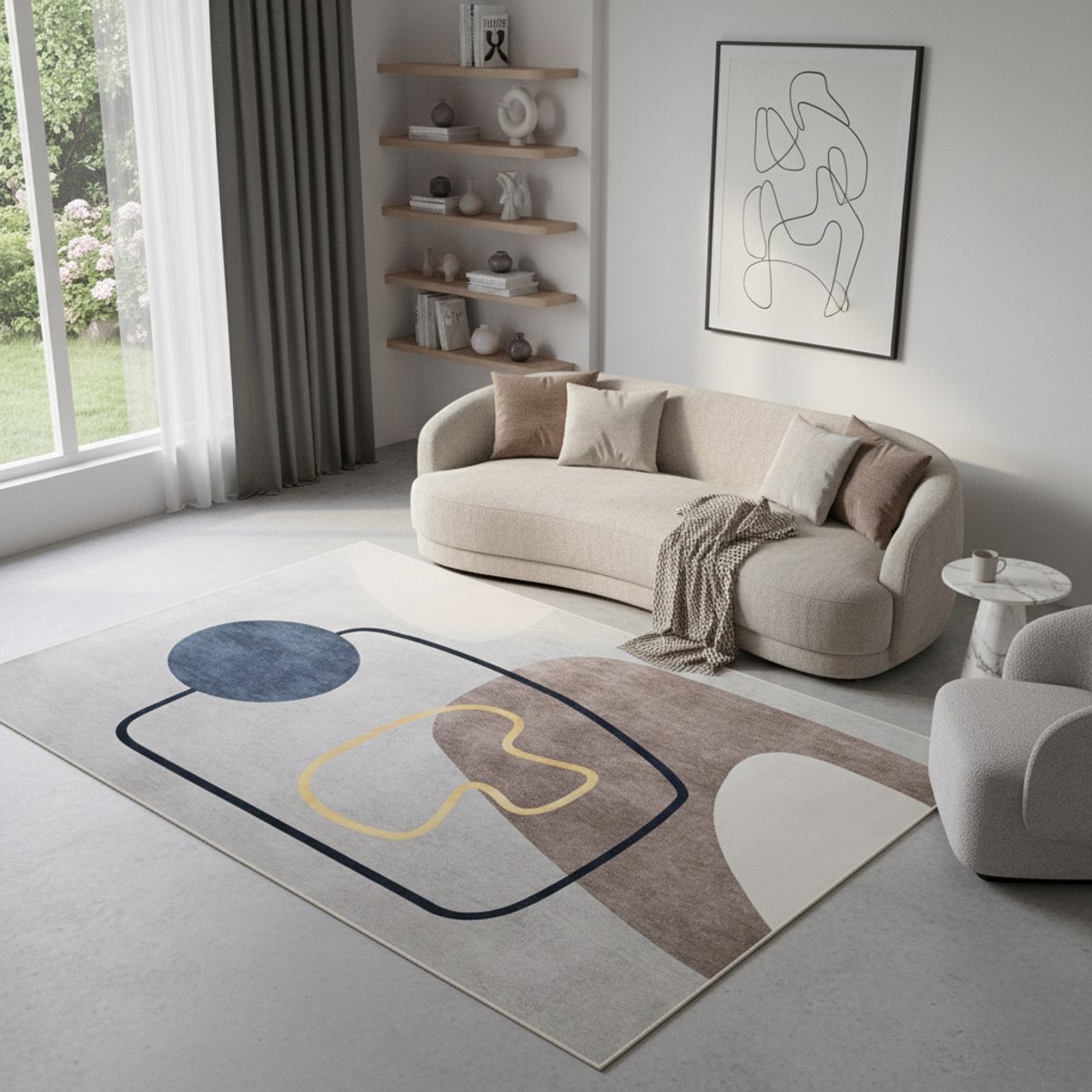 Tapiso Nora Vloerkleed Modern Grijs Bruin Geometrisch Ontwerp Vlekbestendig Antislip Laagp