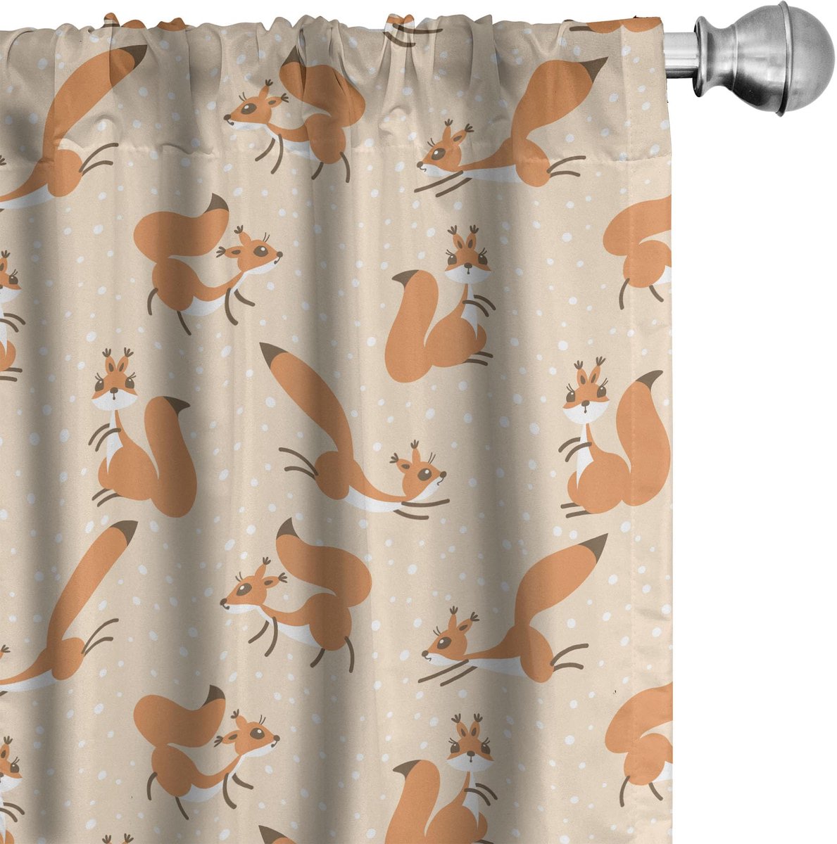 ABAKUHAUS Eekhoorn Gordijnen Fluffy – 2x75x225 cm – Perzik Oranje Bruin Peach Orange Braun