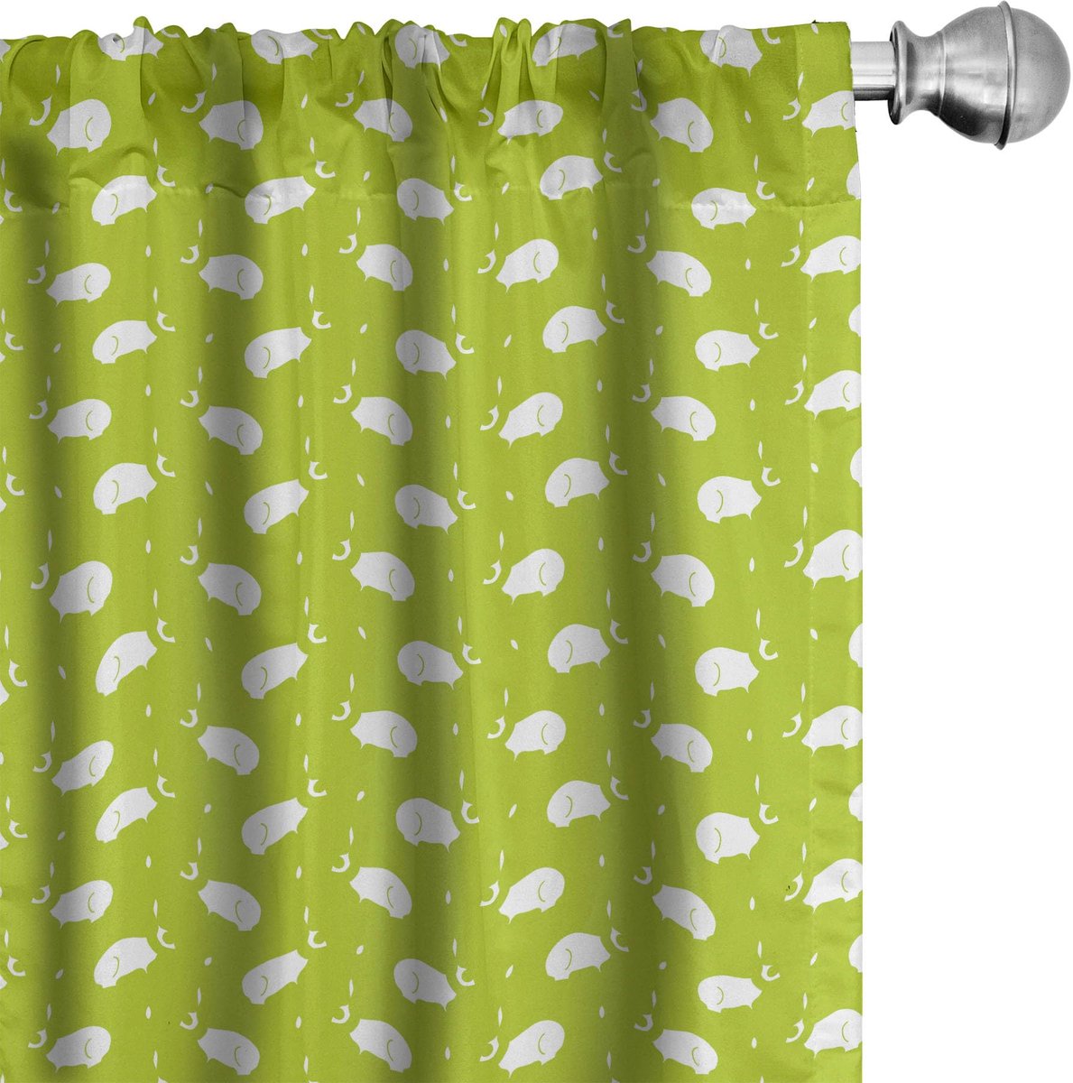 ABAKUHAUS Paashaasgordijnen – 2x75x225 cm – Microvezel – Verduistering Geel Groen en Wit
