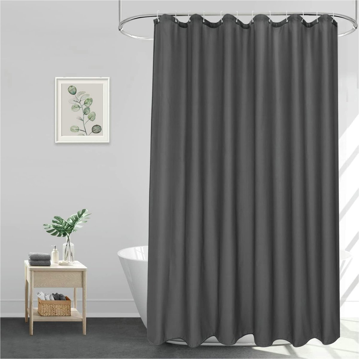 STILVORA Douchegordijnen - Anti-Schimmel Douchegordijn Met Ringen, Waterdicht Badkamergordijn, Wasbaar Douchegordijn, Strak Effen Design, Polyester, Donkergrijs, 100x200 cm