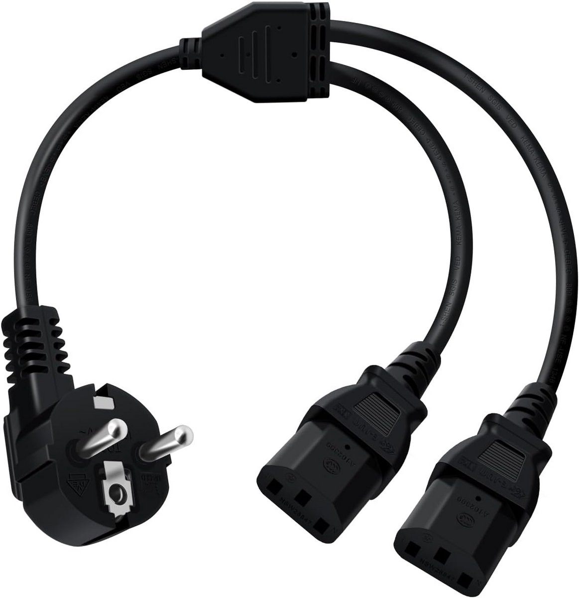 Y Splitter Voedingskabel Dubbel 16A 250V IEC C13 2m