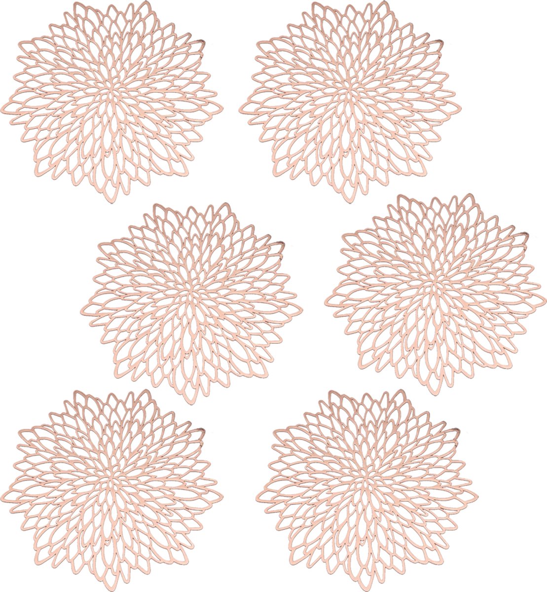 Gigicial Zes Stijlvolle Goudkleurige Metalen Placemats - Roségouden Kerstversiering En Wegwerpplacemats Voor Thanksgiving - 6 Stuks - Eetkamer Decoratie In Roségoud
