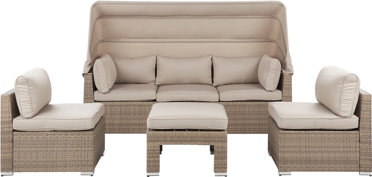 Beliani COCCOLIA - Loungeset voor 5 - Lichtbruin - PE rotan Beige