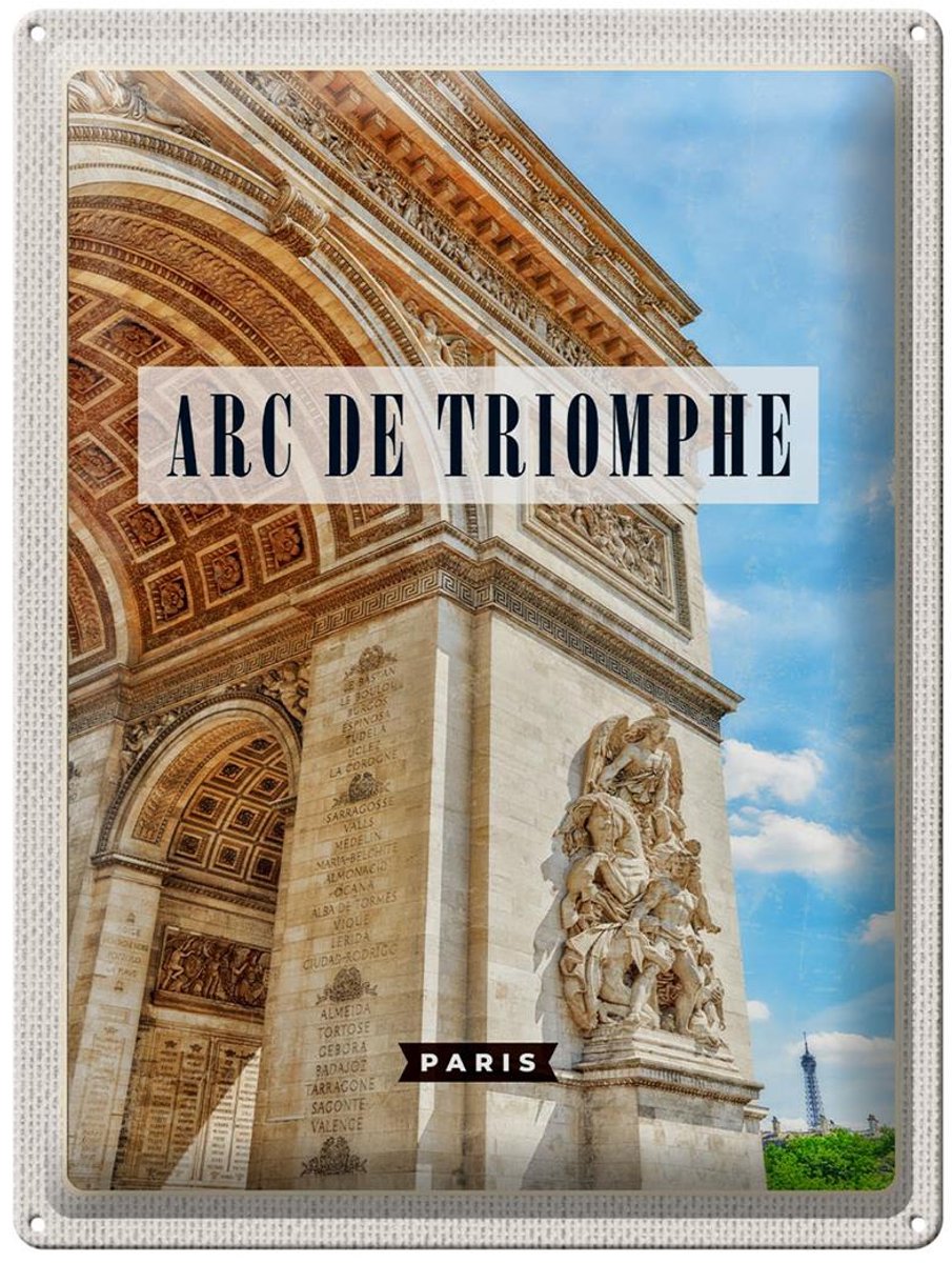 Blechschild Reise 30x40cm Arc de Triomphe Paris Reiseziel
