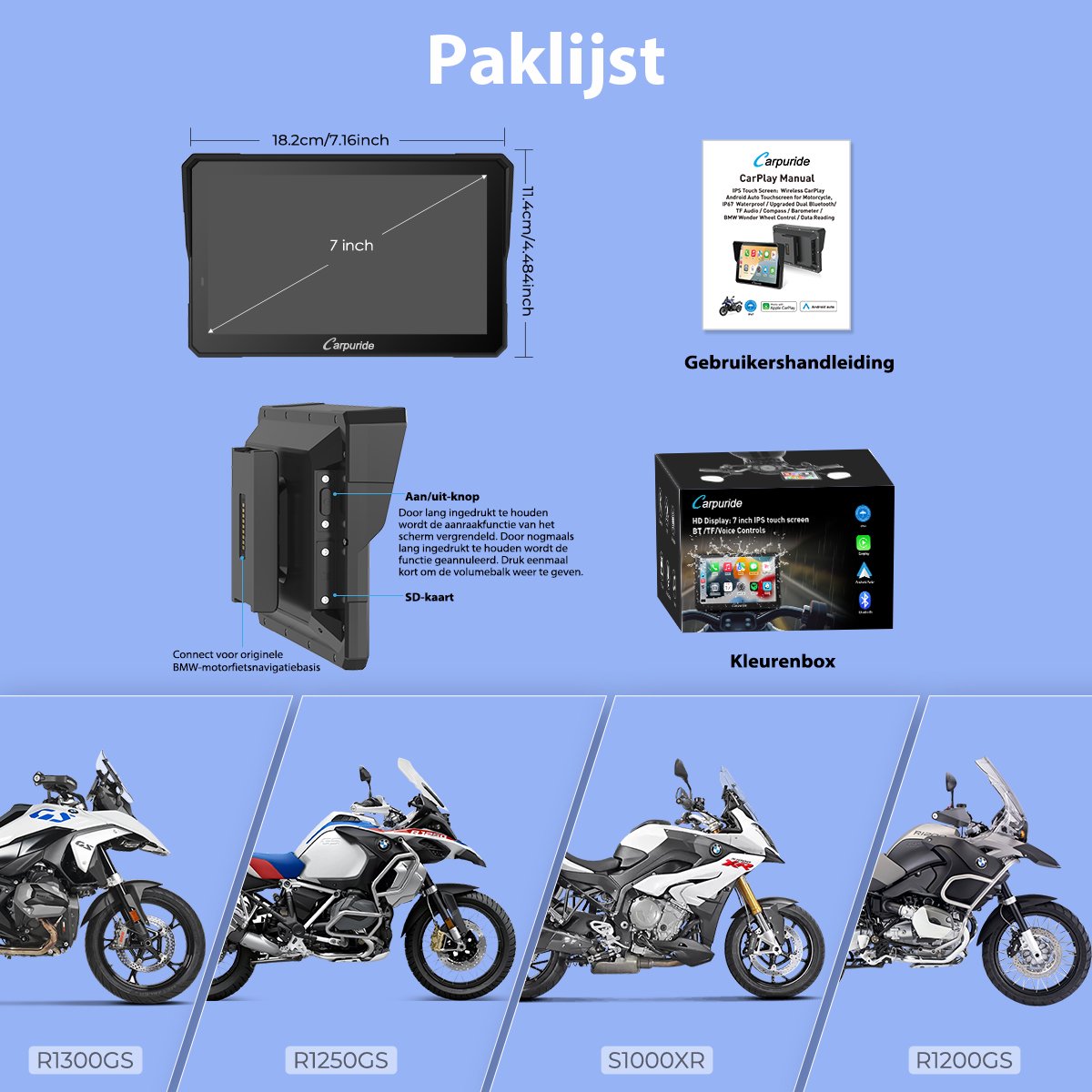 CARPURIDE W702BS - BMW-carplay motor - CarPlay-scherm - Native 