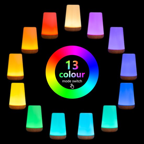LED-nachtlampje, aanraak- en afstandsbediening, 13 RGB-kleuropties, 5 instelbare helderheidsniveaus, bekervormig. van LONRISWAY — afbeelding 2