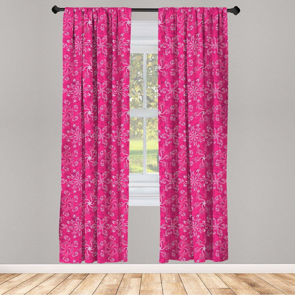 ABAKUHAUS Gordijnen – 2-delige 75 x 245 cm – microvezel, halfverduisterende, roze
