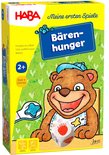 HABA Bärnhunger speldoos met beer met slabbetje en dobbelsteen.