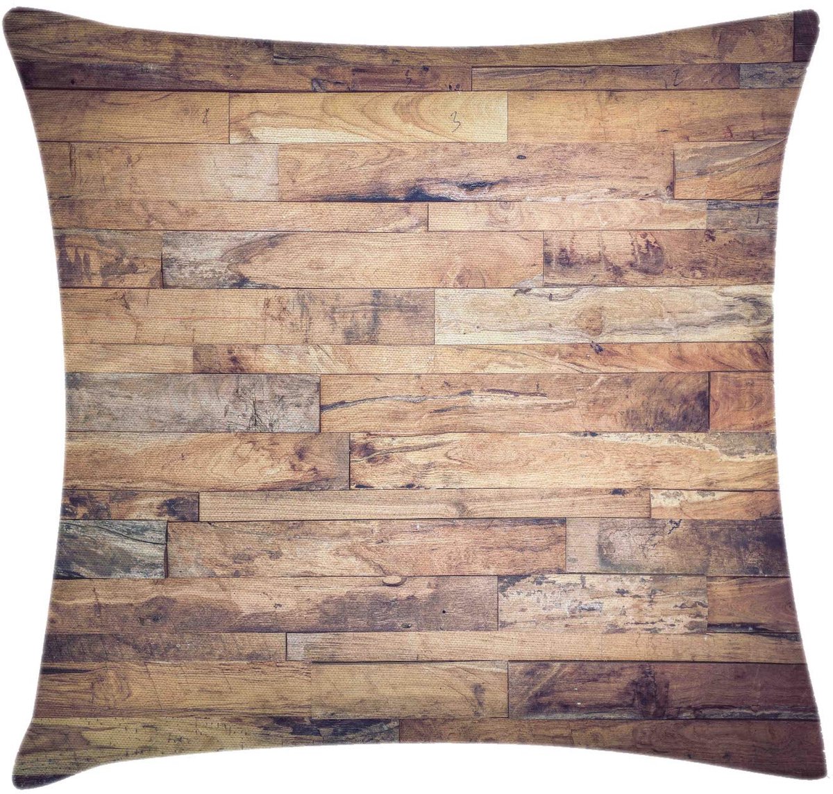 ABAKUHAUS Kussenhoes – Rustiek houten ontwerp – 45x45 cm – Bleekgrijs & Umber Blassgrau