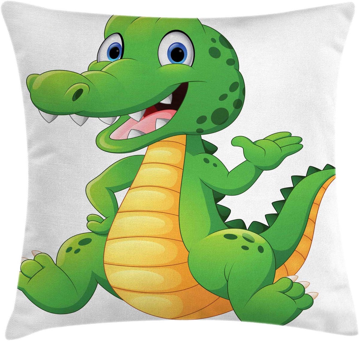 ABAKUHAUS Krokodillen Kussenhoes – Beidzijdig bedrukt – 50x50 cm – Limette Lime Green Multicolor