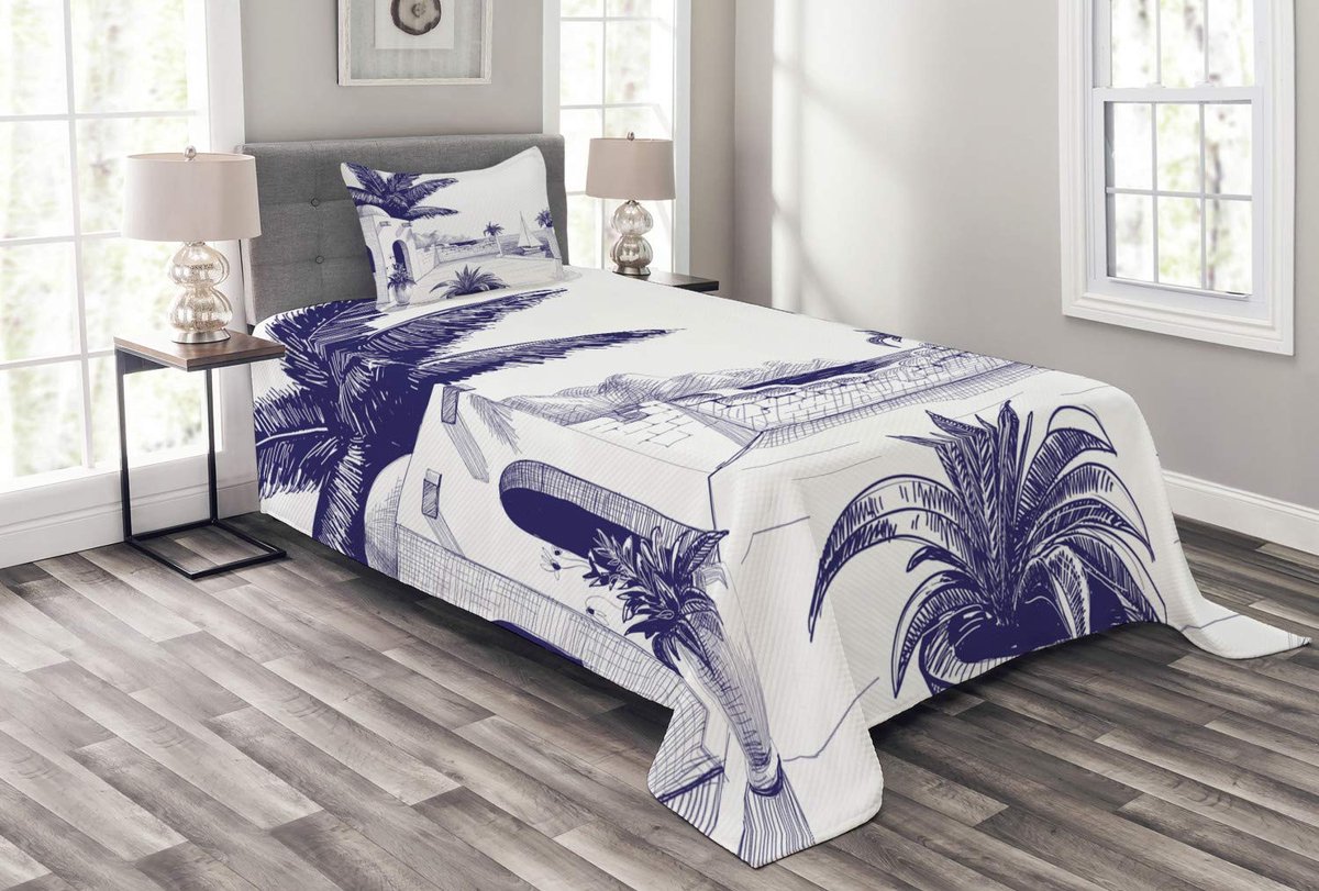 ABAKUHAUS Vintage boten-set – Sprei 170x220 cm – indigo