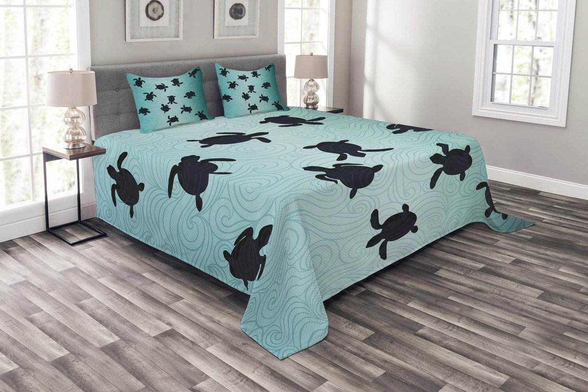 ABAKUHAUS Marine Set – Deken en Kussen 220×220 – Teal Donkerblauw