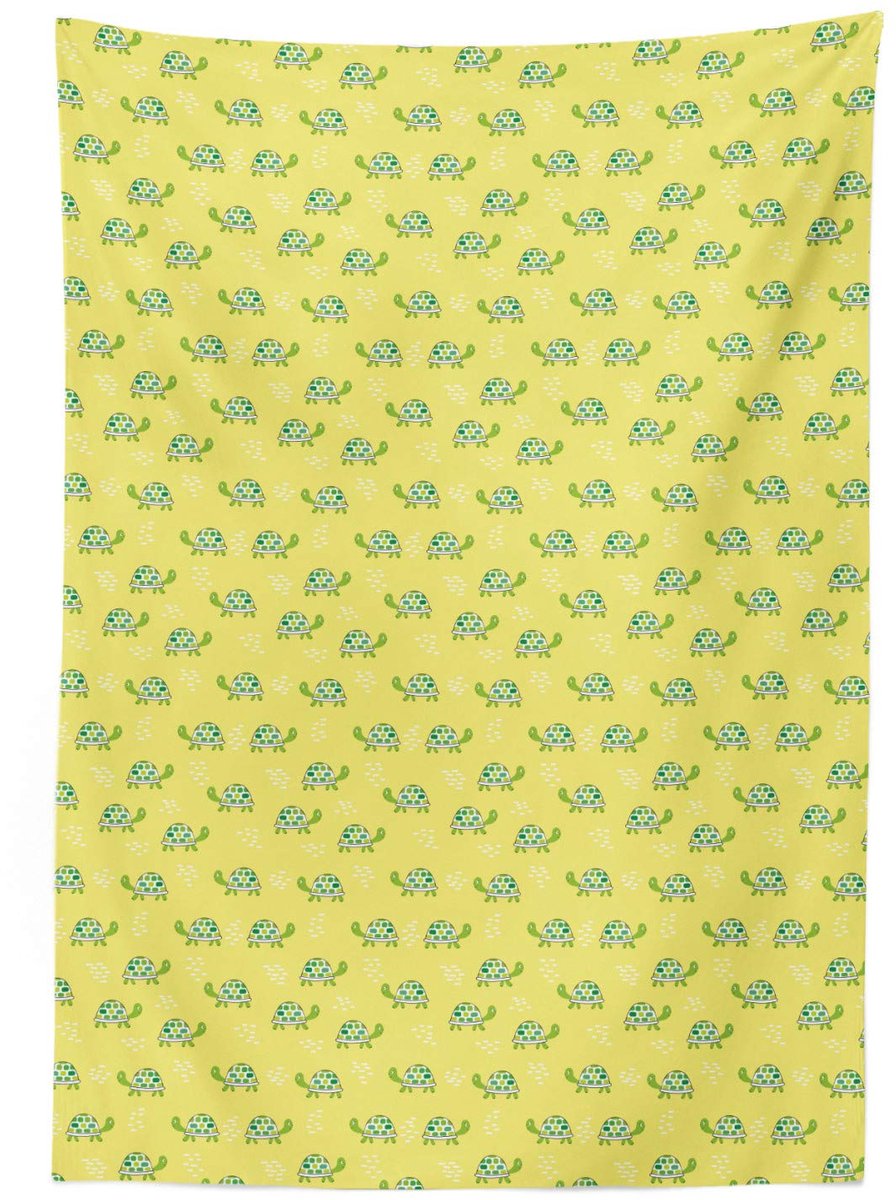 ABAKUHAUS Tafelkleed Schildpad – 140x170 cm – Satijnmix – groen/geel
