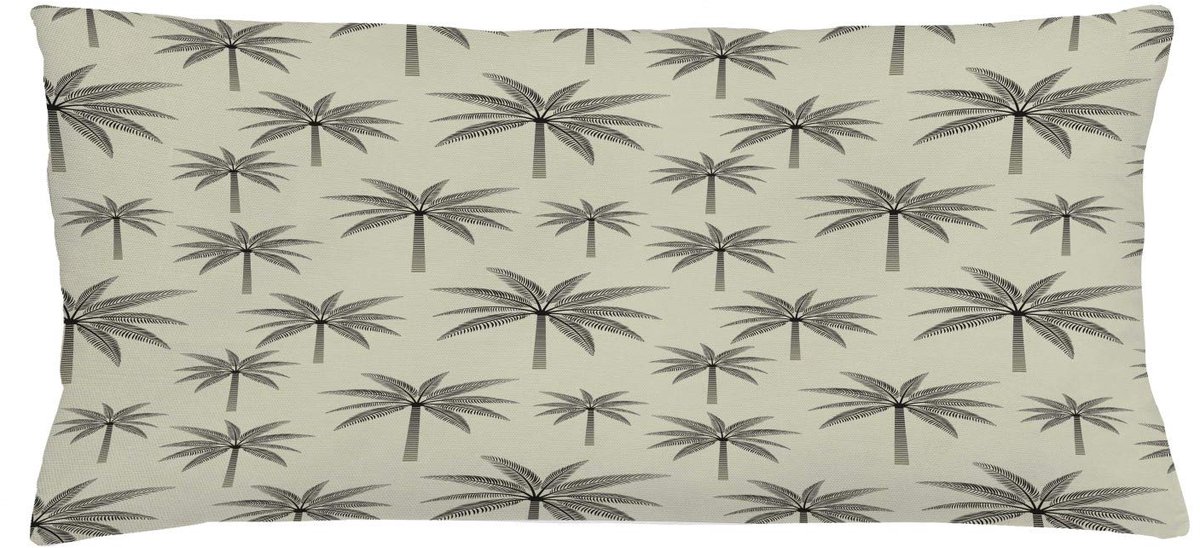 ABAKUHAUS Palm Kussenhoes – Vintage Tropisch – 90x40 cm – Dubbelzijdig Blasskhaki