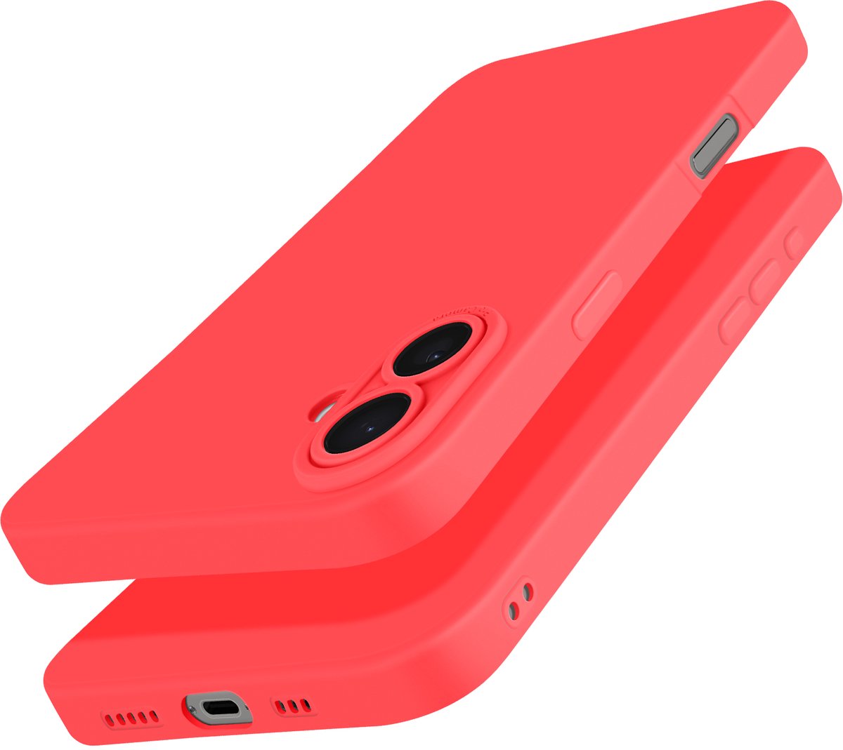 Avizar Beschermd hoesje Geschikt voor Apple iPhone 16 Siliconen gladde camerablok, Rood