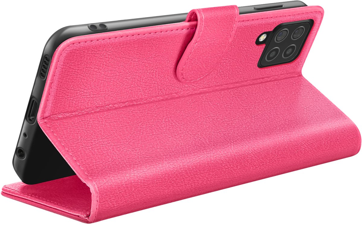 Zanae, Hoesje geschikt voor Galaxy M22 / M32 / A22 - Wallet Case & Magneetsluiting, Fuchsia