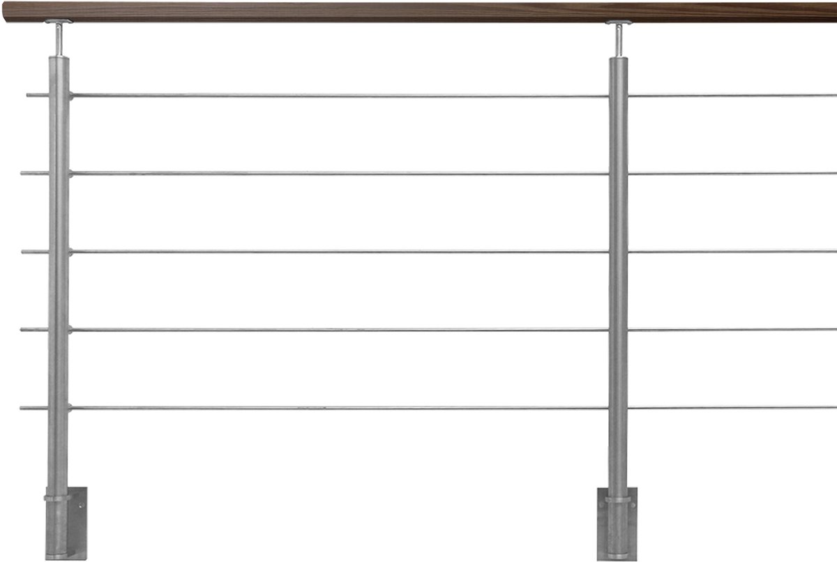 Kordo - Balustrade voor zijmontage - Inoca - RVS en grijs hout 2,4m