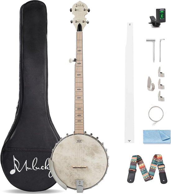 Mulucky 5 String Banjo Mini-26 Inch Travel Banjo Sapele
