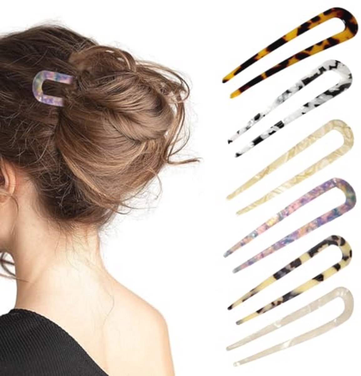 6 Stuks U-vormige Haarspelden voor Dames - Franse Stijl Haaraccessoires