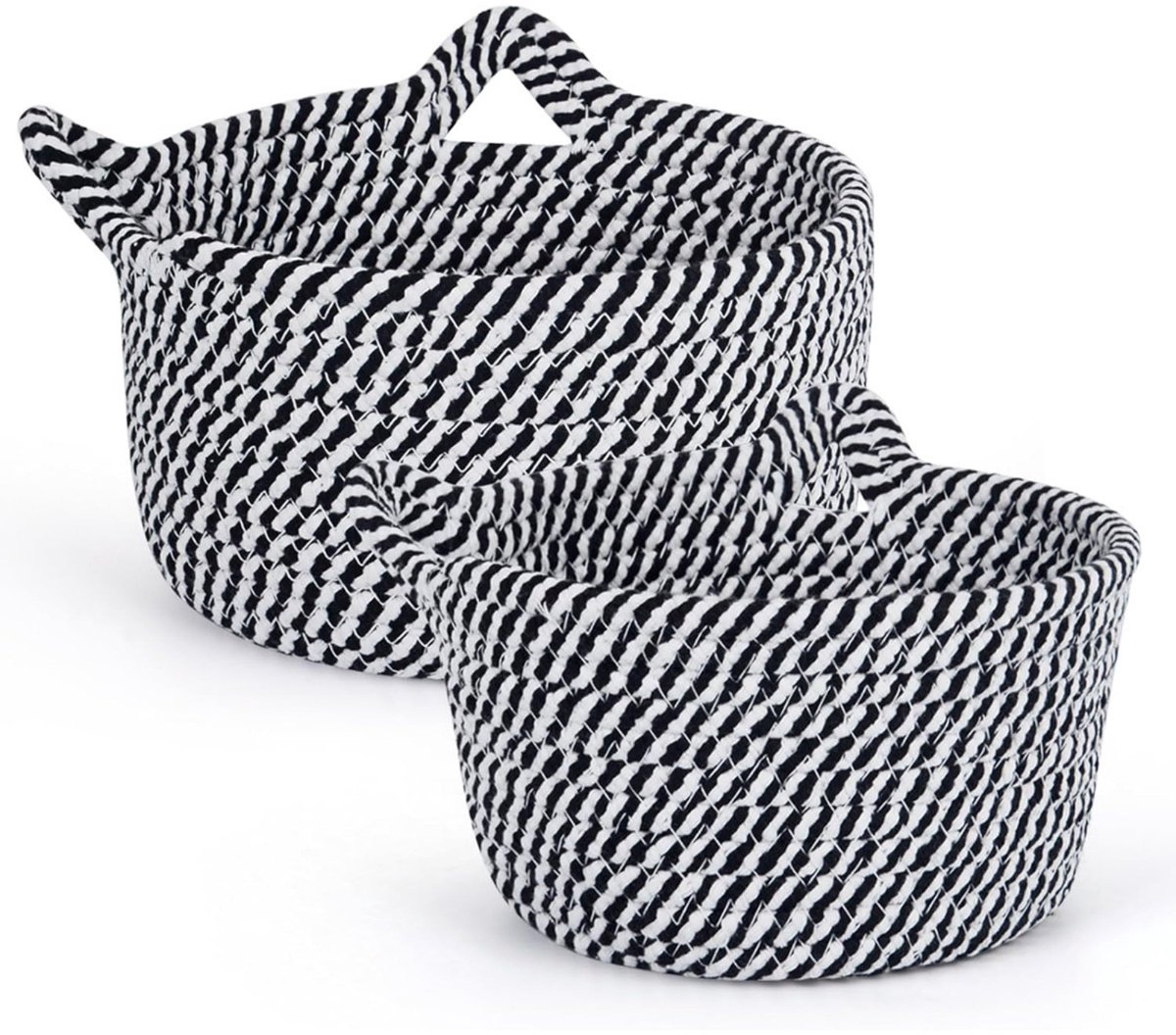 QTTVBTNA 2 stuks Decoratieve Opbergmand – Schattige Kattenmand – Katoenen Touw – Kleine Opberg Organizer – Voor Snacks, Speelgoed & Decoratie