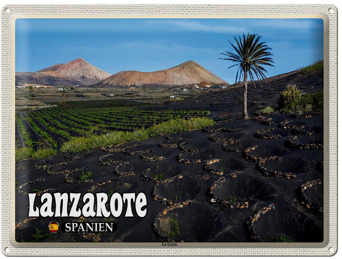 Blechschild Reise 40x30cm Lanzarote Spanien La Geria Dorf