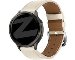 Bandz Leren bandje 'Deluxe' 20mm - geschikt voor Garmin Vivoactive 6 / 5 / 3 / Vivomove HR / Style / Luxe / Sport / Trend / Forerunner 645 / 245 / 165 / 55 / Approach S12 / S40 / S42 / S44 / S50 / Venu SQ / SQ2 / 2Plus - Beige