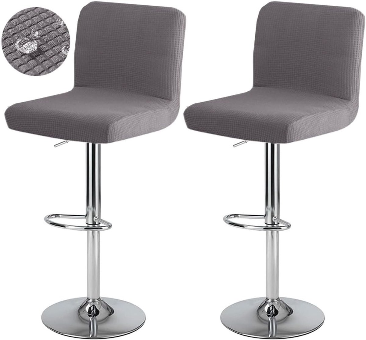 2 stuks Stoelhoes - Antislip Stoelbekleding - Barkrukkenhoezen - Bureaustoelhoes - Hoezen Voor Barkrukken - Afneembare stoelhoes - wasbare hoezen - Geschikt voor hoge barkrukken - Universeel - Donkergrijs