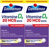 Davitamon - Vitamine D3 20mcg Hoog Gedoseerd Voordeelverpakking - 2 x 150 smelttabletten - Voordeelverpakking