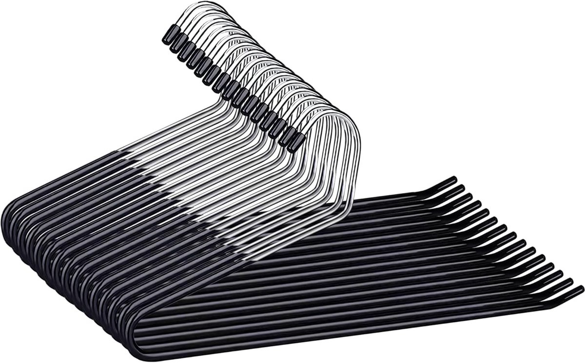 Kleedhangers voor broeken en jeans - 12 stuks, zwart, 37 cm