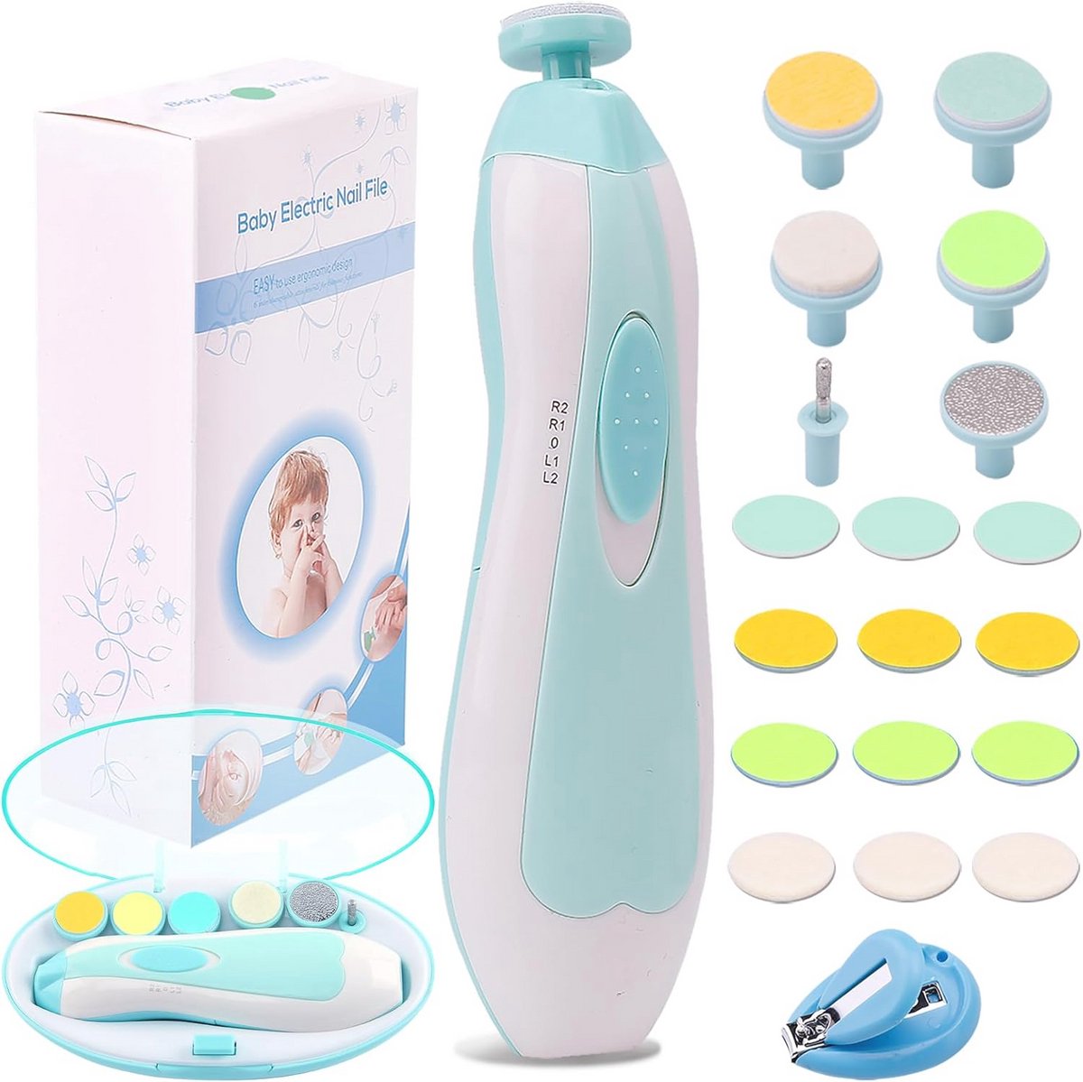 Elektrische Nageltrimmer voor Baby's en Kinderen met LED-Licht - Veilige en Soepele Nagelverzorging