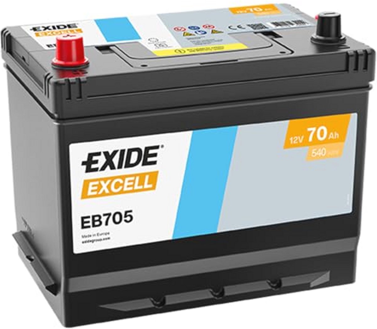 Accu 70Ah 540A 12V voor Koudstart