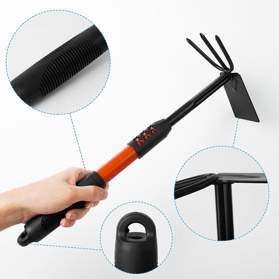 Tuingereedschap - 4-delige set - Puntige schep - Brede schep - Getande hark - Schoffel - Schep met antisliphandvat - Ergonomische lange steel - Voor het onderhouden van gazons, tuinen en groenten. van Tuingereedschap. — afbeelding 2