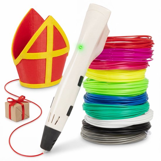 Kit de démarrage pour stylo 3Dandprint 3D blanc - Filament de 50 mètres inclus - 5 pochoirs
