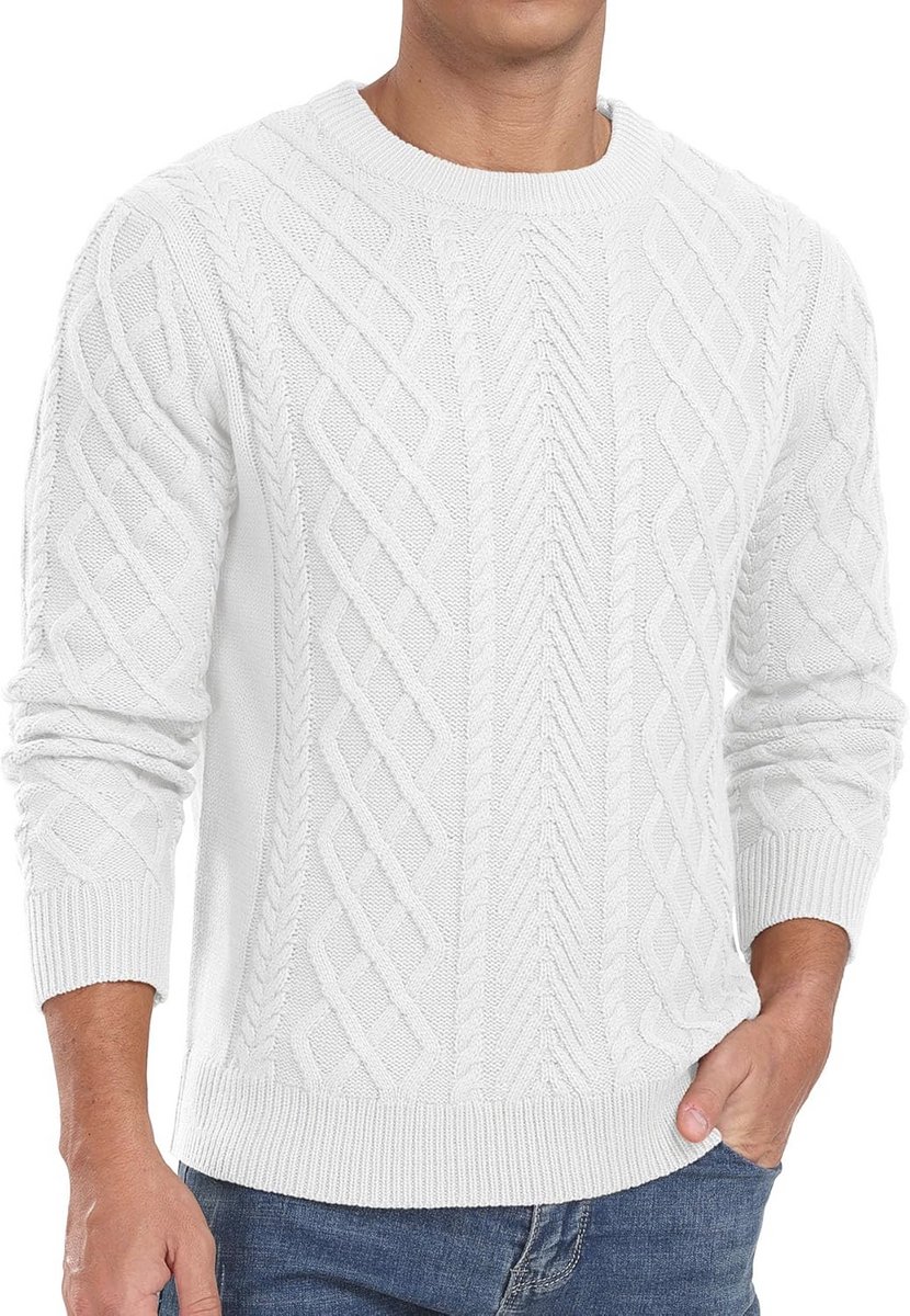 Heren Kabelgebreide Trui Ronde Hals Casual Lange Mouwen