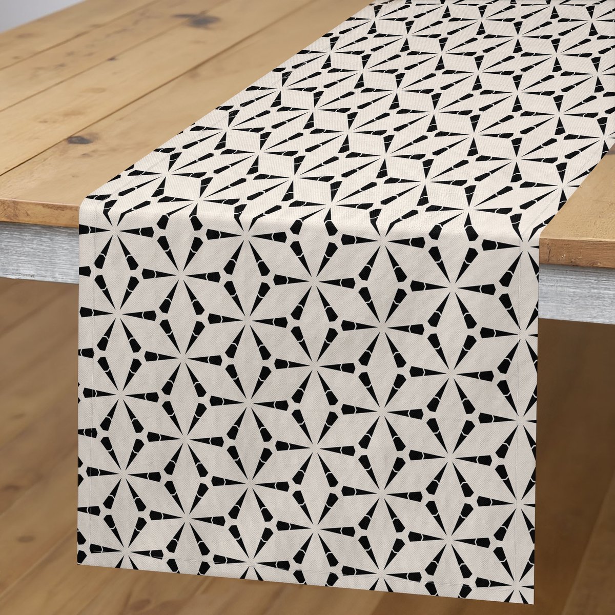 ABAKUHAUS Tafelloper – bladmotief, 40x225 cm, Champagne/Antraciet