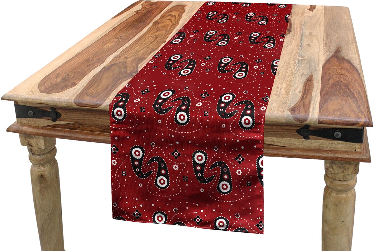 ABAKUHAUS Run_33477 Tafelrunner – rood-wit, 40 × 225 cm, Wasbaar 40°C