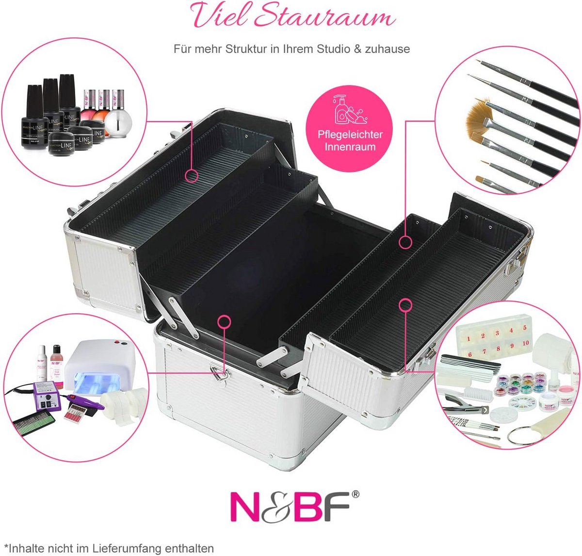 Professionele cosmeticakoffer met praktische draagriem en 2 etages