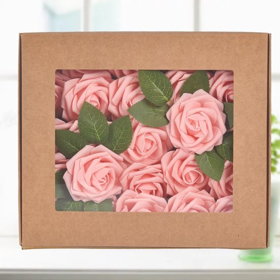 Kunstbloemen, rozen, 25 stuks, decoratieve bloemen, neprozen met stelen, doe-het-zelf... | bol