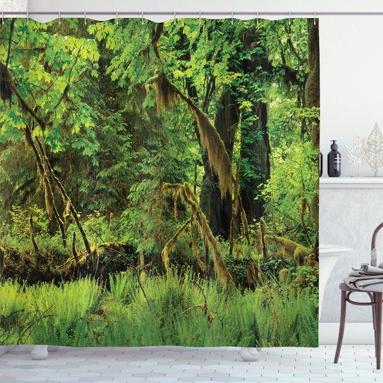 ABAKUHAUS Rideau de douche – 175x220 cm – Vert – Polyester