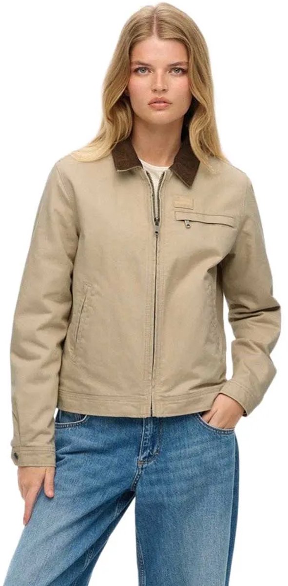 Superdry Cord Collar Quilt Ranch Jas M Vrouw Beige