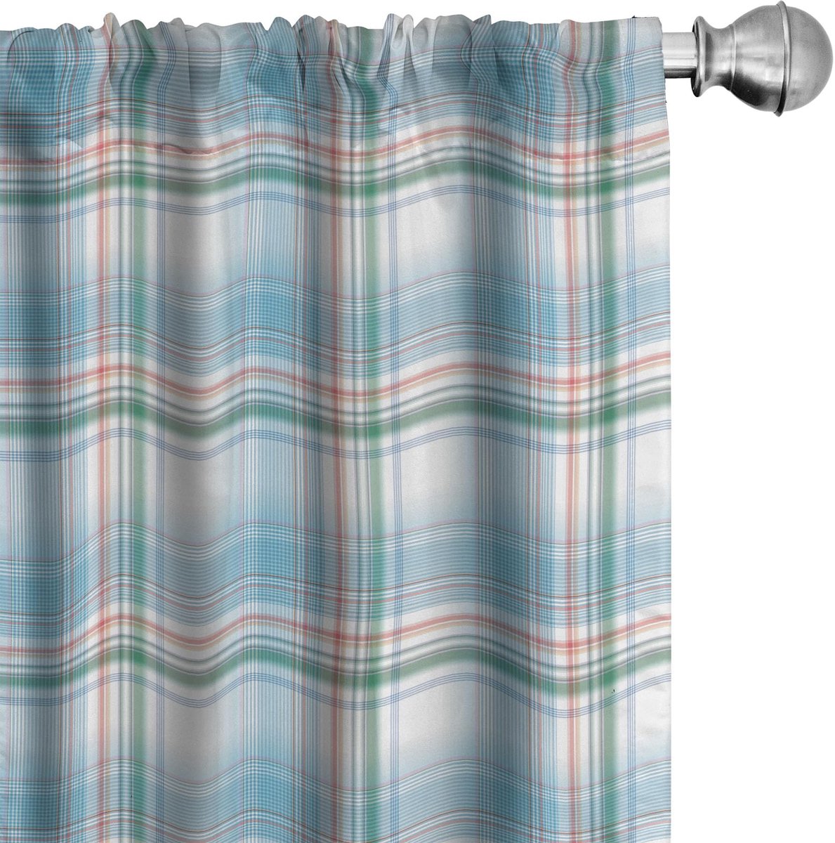 ABAKUHAUS Gordijnen – 2-delige set 75x175 cm – microvezel Aqua-turkoois-roze Aqua-türkis-rosa