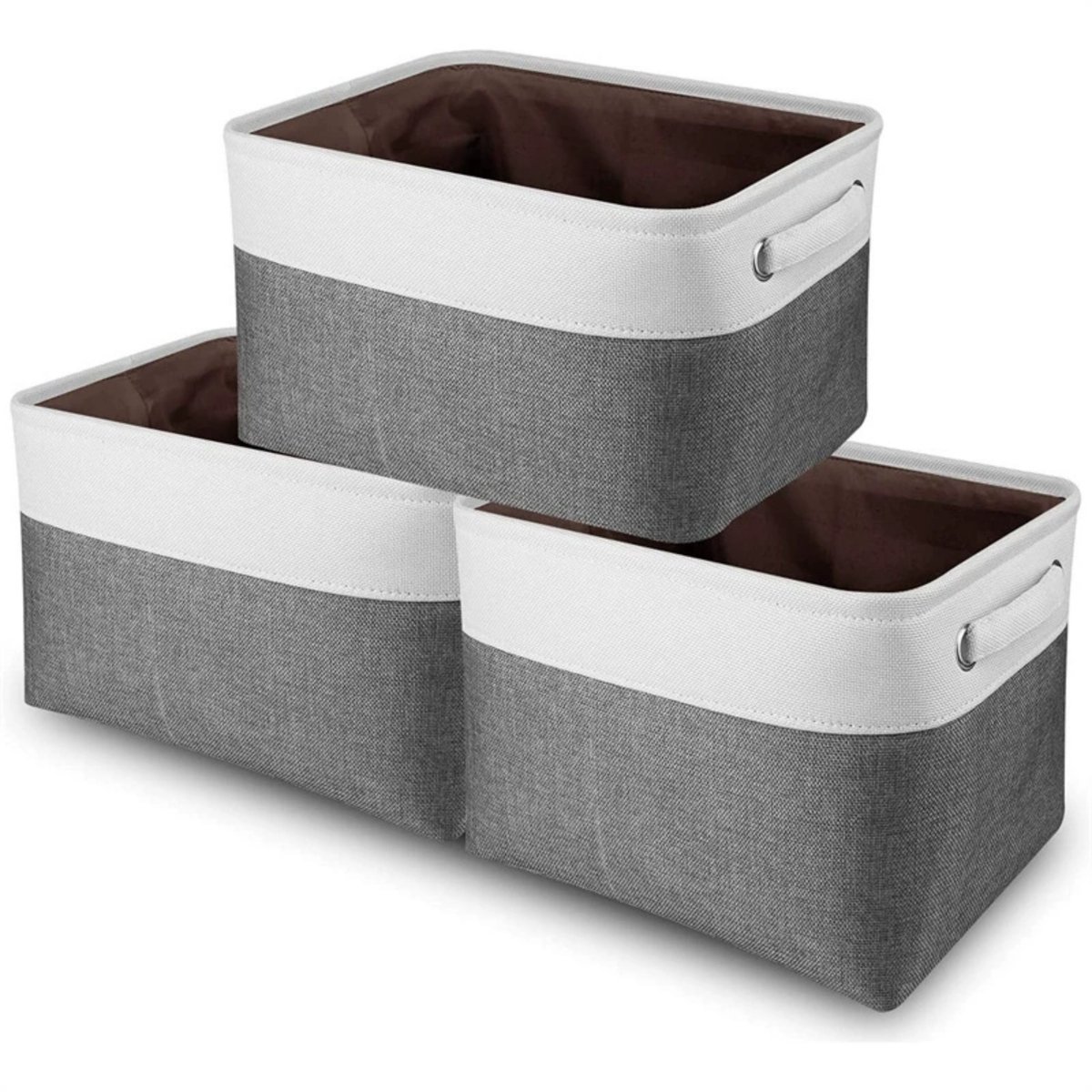 QTTVBTNA 3-delige Opbergmanden Set – Vouwbare Katoen-Linnen Opbergbox – – Waterafstotend – Voor Kleding, Boeken, Bureau – 38x26x25cm