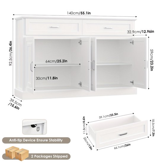 Heeft u vragen over de Wit dressoir met 6 lades moderne buffetkast met opbergruimte? | Homery